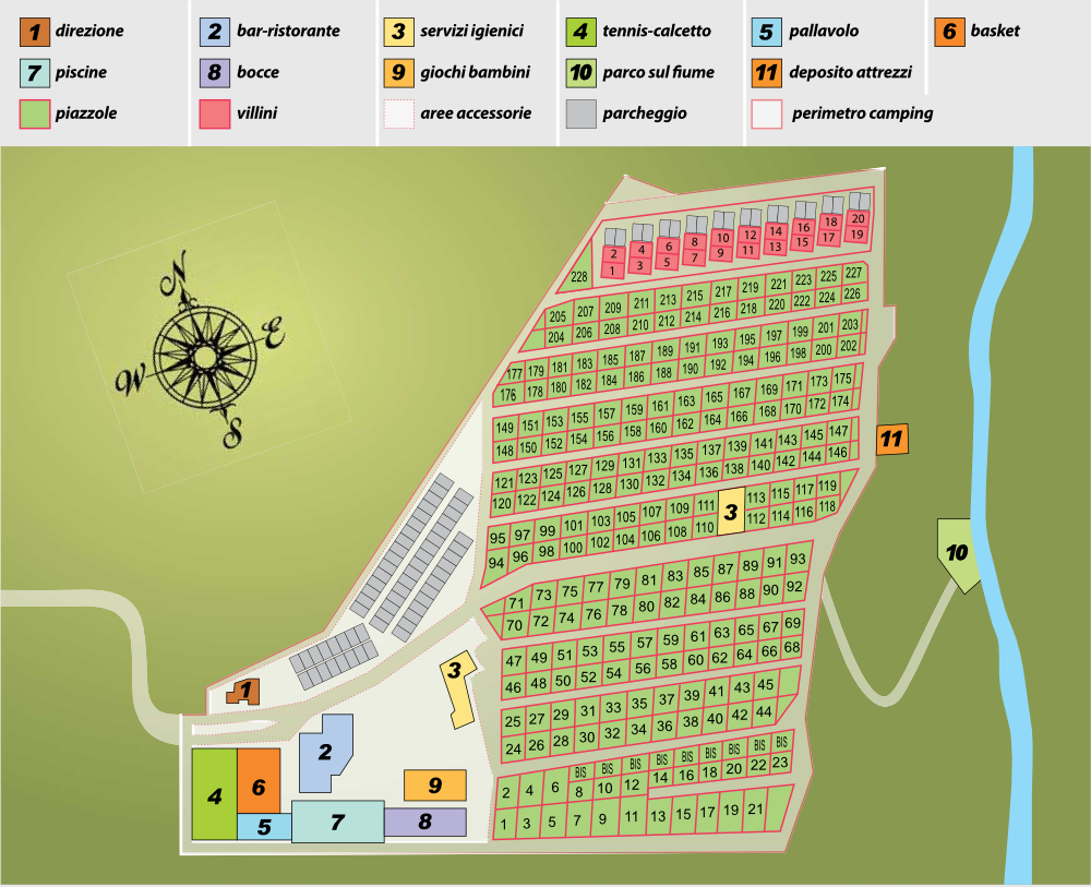 Piantina Camping Quattro Stagioni